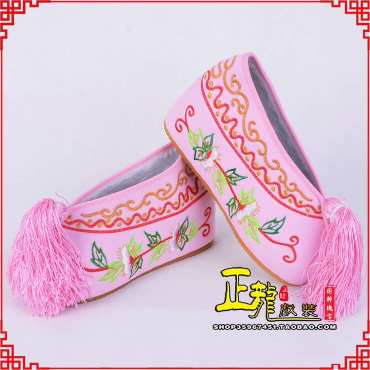 邯郸花旦鞋女绣花彩鞋 舒适款草花内高彩鞋