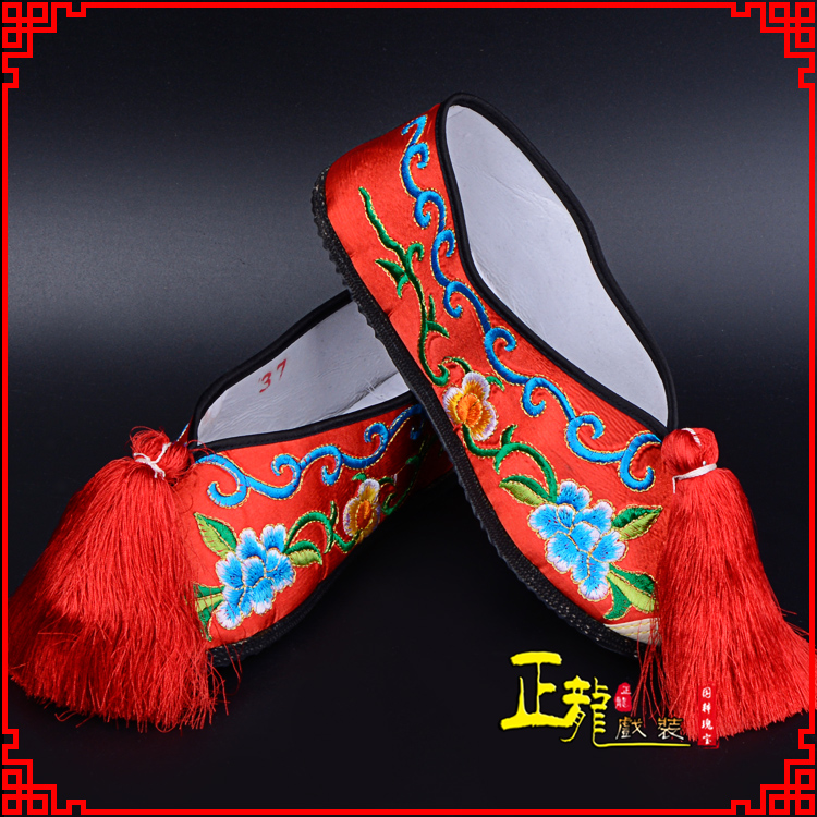 邯郸京剧越剧戏曲彩鞋花旦绣花 普平底彩鞋